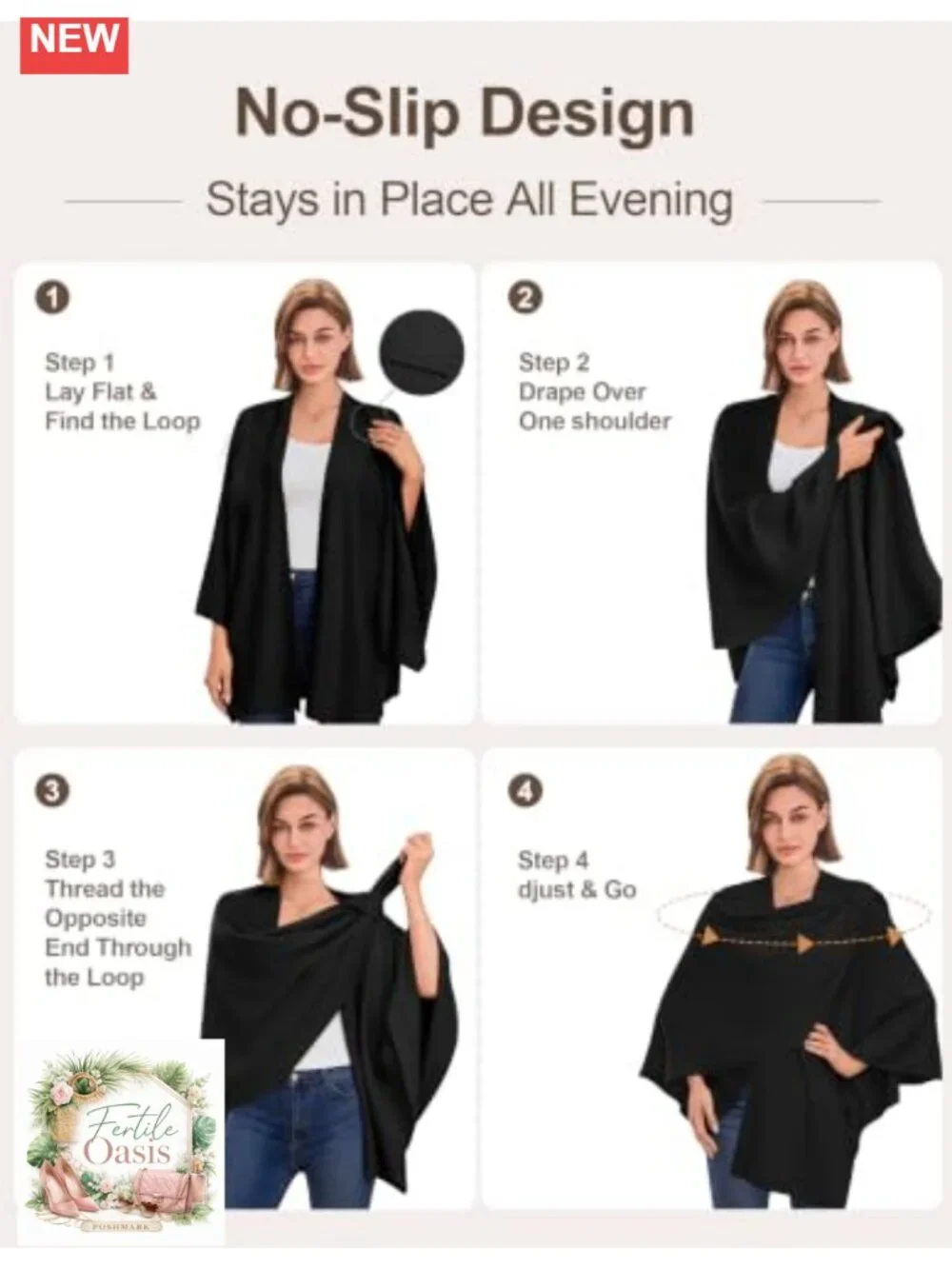 Women's Cross Front Poncho Shawl Wrap No-Slip Knit Formal Wedding